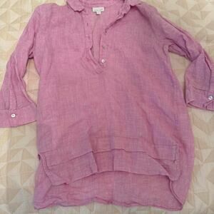 Jjill pink linen button up shirt